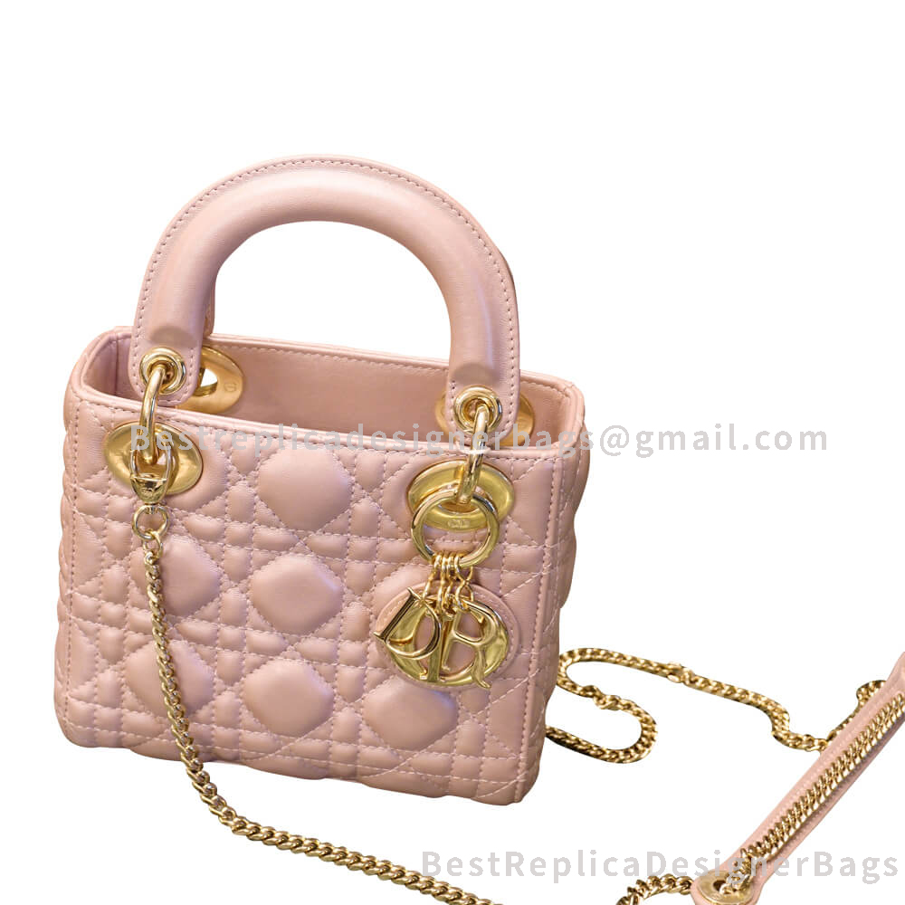 Dior Mini Lady Dior Lambskin Bag Pink GHW
